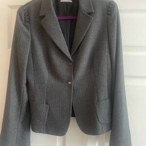 Tahari Charcoal Two Tone Blazer Jacket